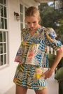 Ashton Shorts in Morning Glory print paired with matching Irene Top on model 