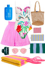 Pink and thin green striped flowy smocked shorts