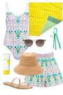 Underwire One-Piece Swimsuit in Pink Trellis styled with the Jemma Short in pink trellis.