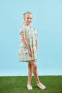 Kids Jenkins Dress, puff sleeve dress, in Pink Trellis.
