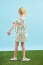 Kids Jenkins Dress, puff sleeve dress, in Pink Trellis.