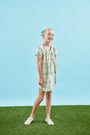 Kids Jenkins Dress, puff sleeve dress, in Pink Trellis.