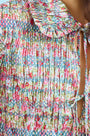 Ruffle collar top with ties at neckline and sleeves in liberty fabric print 