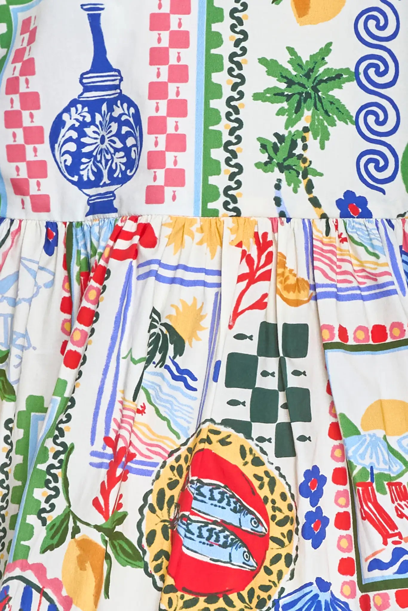 Close up of the kids June Dress in Coastal Conversation 