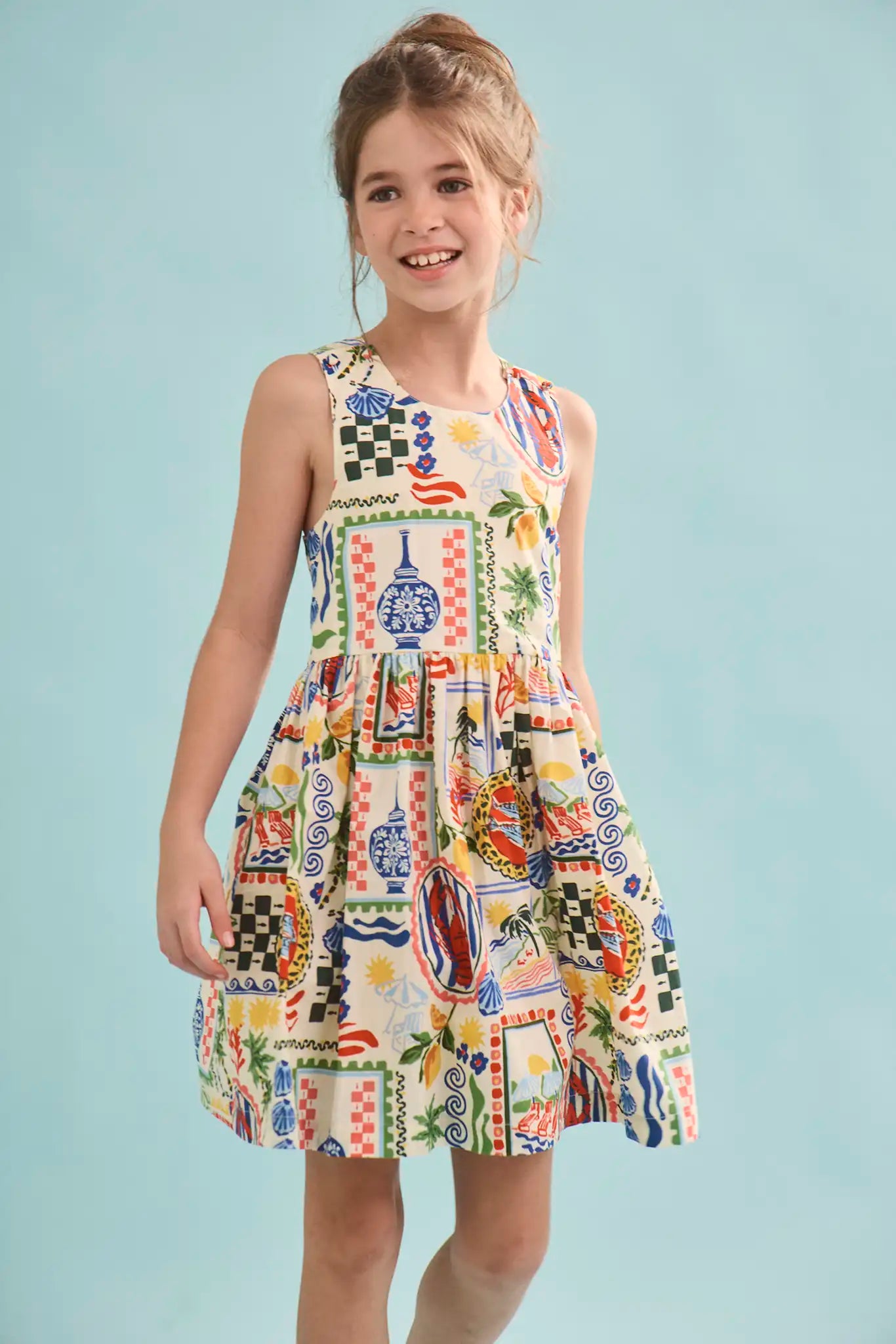 The kids June Dress in Coastal Conversation 