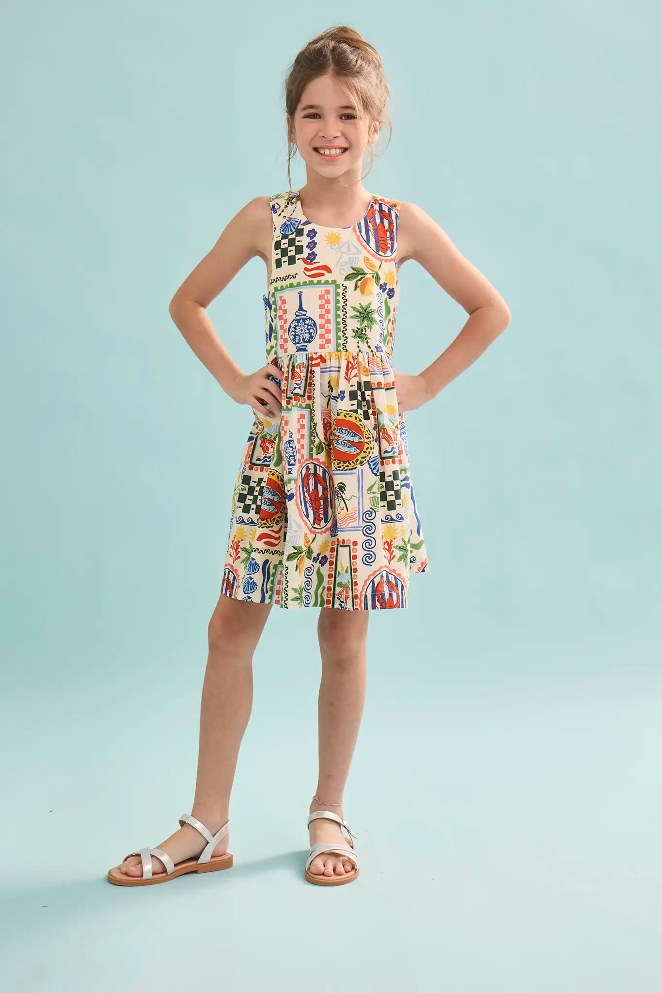 The kids June Dress in Coastal Conversation 