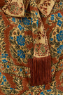 Close up of the Karis Blouse in Amber Glen Brown. 