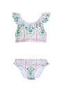The Kids Two-Piece Swimset in Pink Trellis.