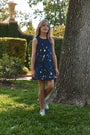 The Kids Ellie Dress in Atelier Splatter Navy.