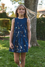 The Kids Ellie Dress in Atelier Splatter Navy.