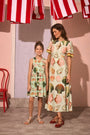 The Kids June Dress in Somers Shell Mint paired with matching Womens Casey Dress. 
