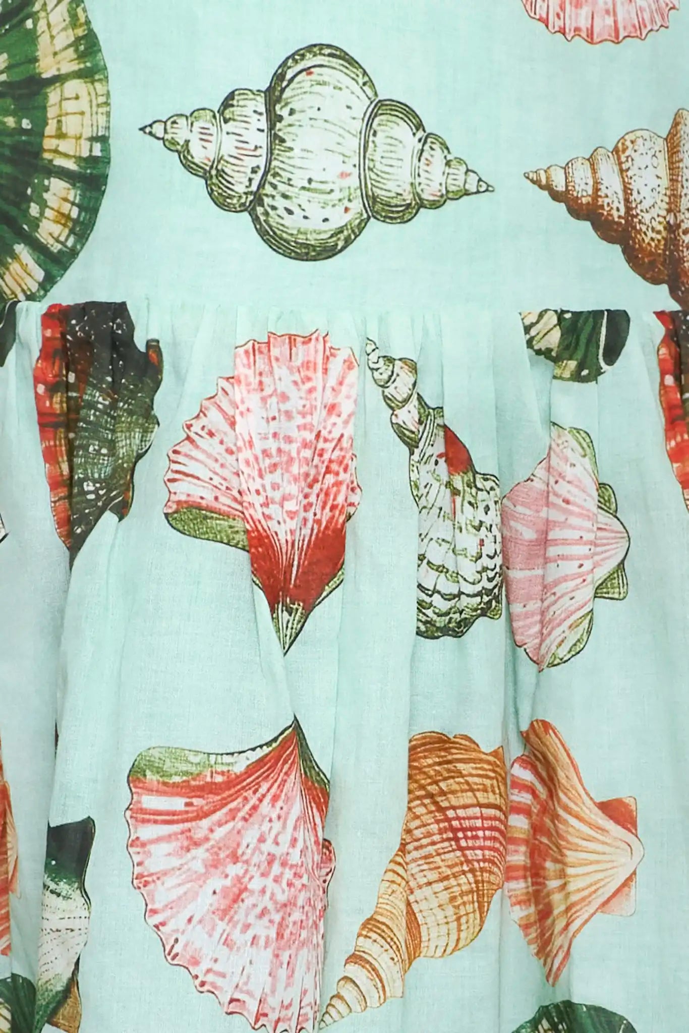 Close up of the Kids June Dress in Somers Shell Mint.