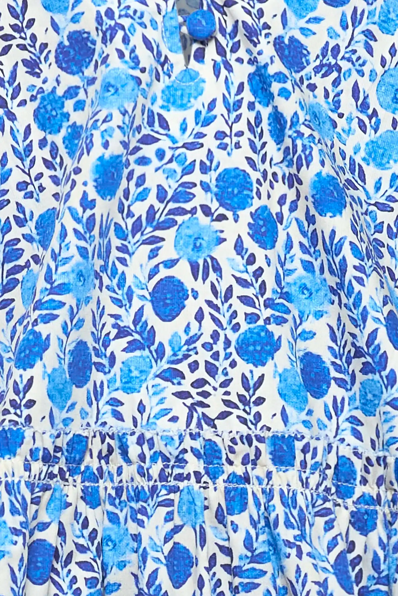 Close up of the Kids Merritt Dress in Bermuda Blooms.