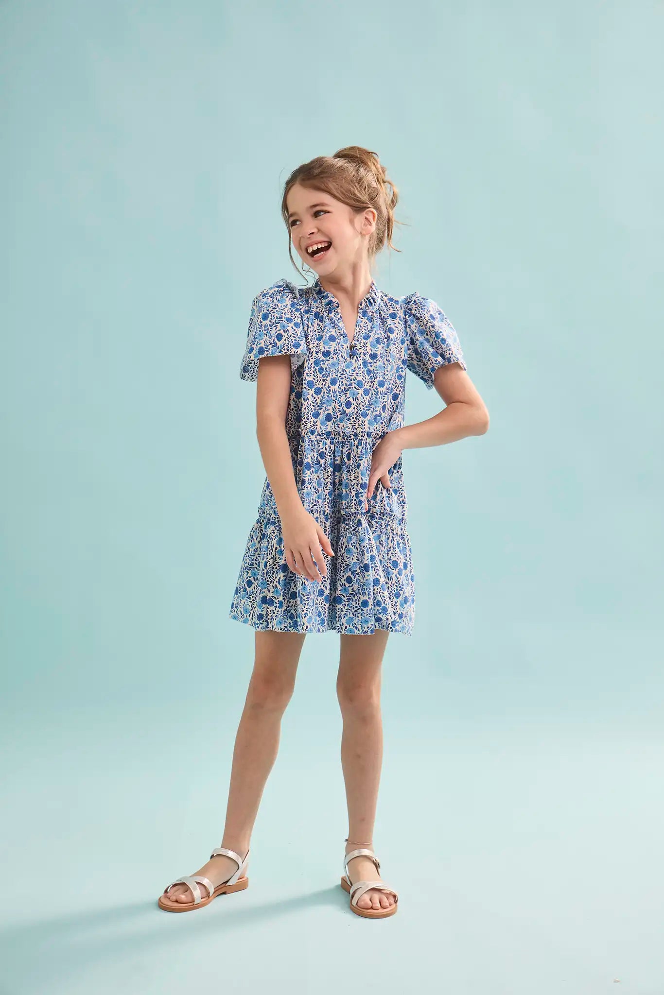 The Kids Merritt Dress in Bermuda Blooms.