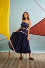 The Allegra Skirt in Navy paired with Kiki Top in Navy.