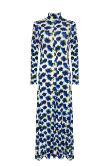 The Kings Hill long sleeve midi dress has fitted sleeves and a flared skirt in Ikat Rose.