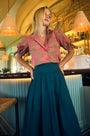 Pink and brown check shirt with tie sleeves and front pockets