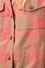 Pink and brown check shirt with tie sleeves and front pockets
