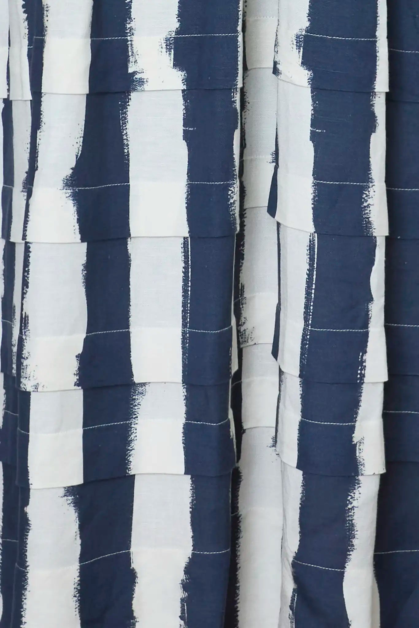 Close up of the Larkin Dress in Lighthouse Stripe Navy.
