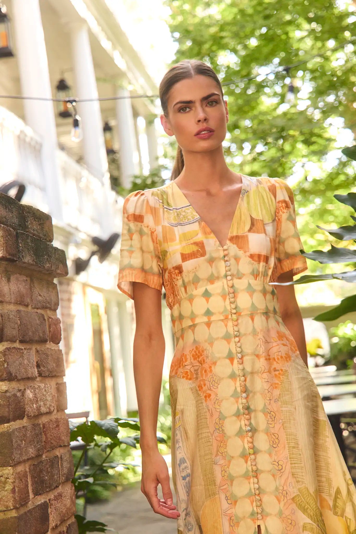 The Larson Dress, A-line midi dress, in Still Life Symphony.