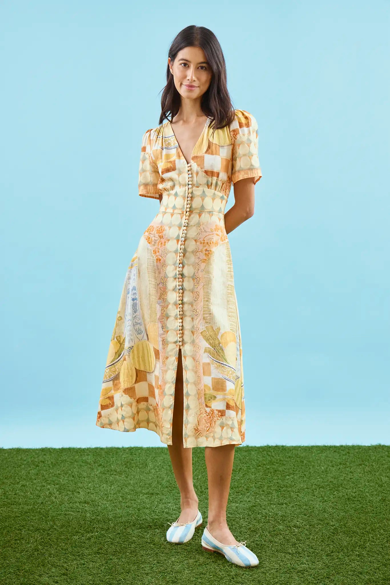 The Larson Dress, A-line midi dress, in Still Life Symphony.