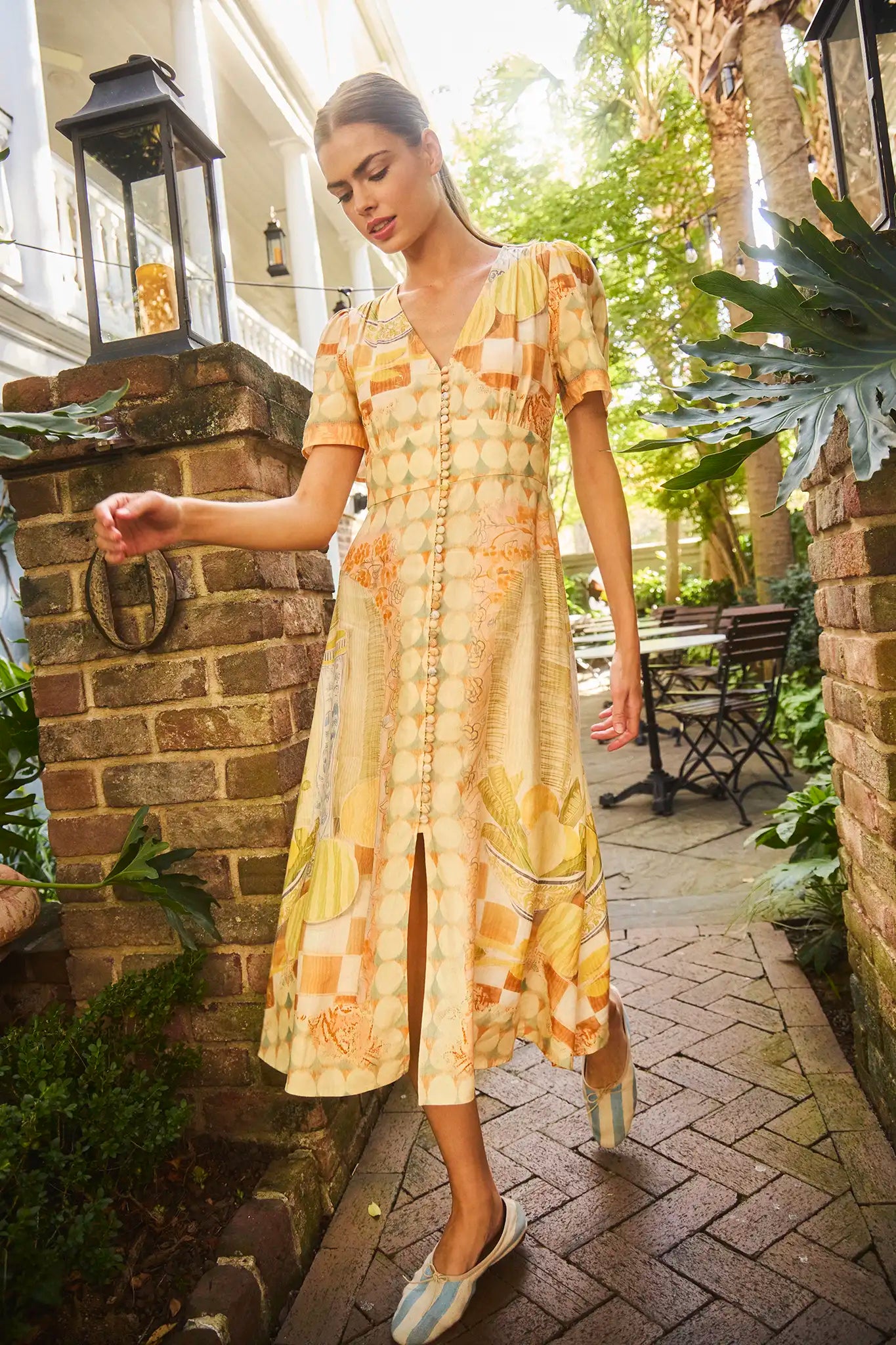 The Larson Dress, A-line midi dress, in Still Life Symphony.