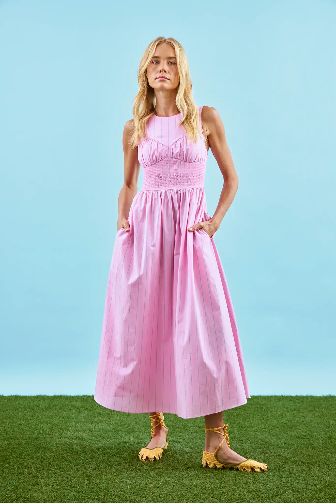 watermelon midi dress Petal and Pup Women's Tyler Strapless Midi Dress