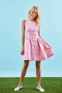 The Layne Dress, linen blend mini dress, in Pink Sand