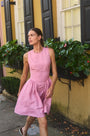 The Layne Dress, linen blend mini dress, in Pink Sand