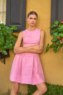 The Layne Dress, linen blend mini dress, in Pink Sand