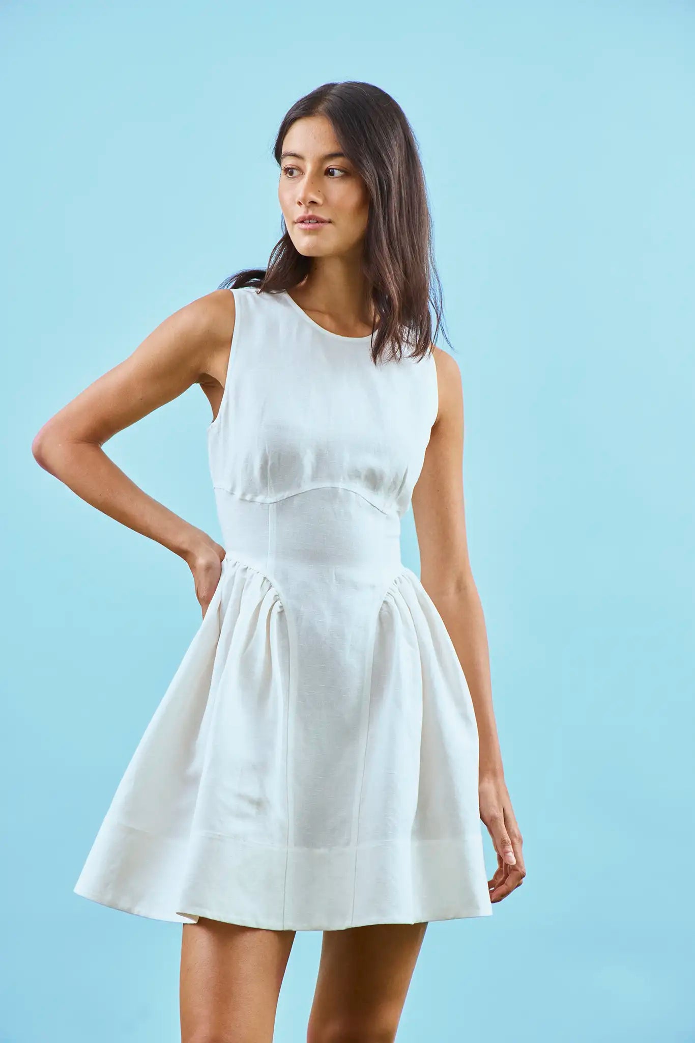 Layne Dress | White Linen Sleeveless Dress | Hunter Bell Layne Dress | White Linen Sleeveless Dress | Hunter Bell