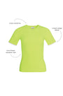 A fitted sweater-knit tee in vibrant neon yellow with a classic crew neckline and short sleeves.