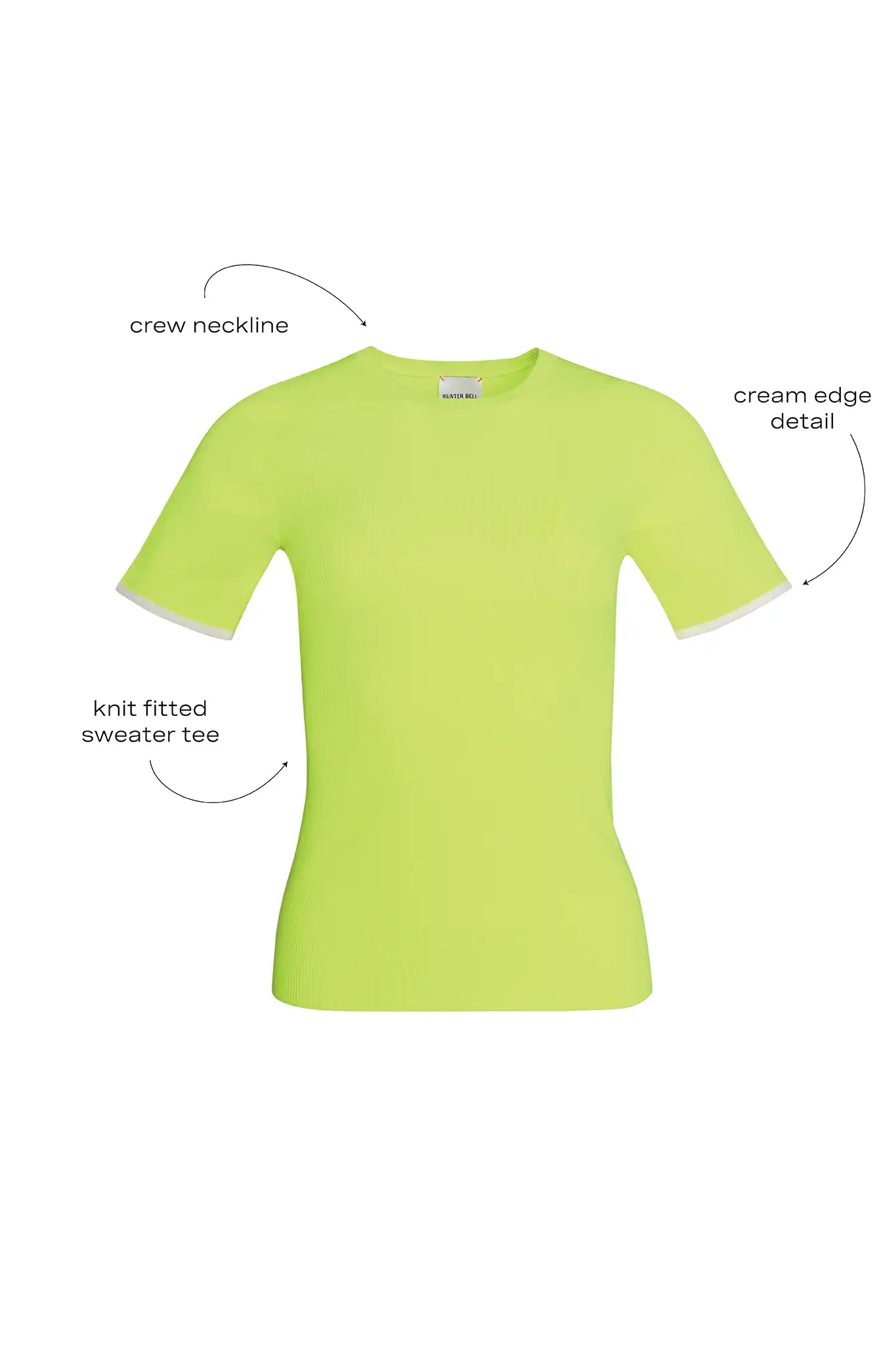 トップス NOROLL NORMAL SHIRT LIME Lee Top | Fitted Knit Tee | Hunter Bell