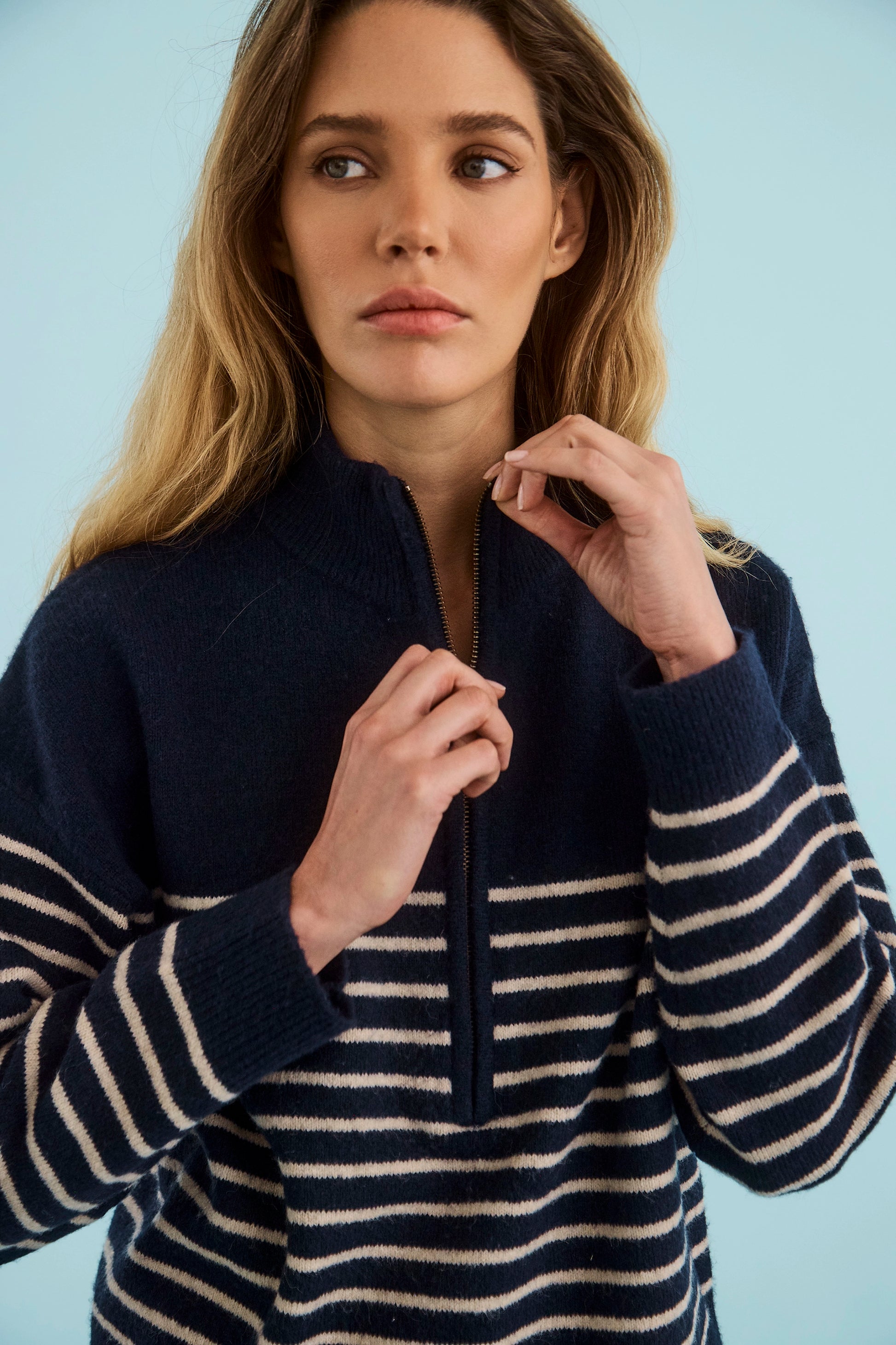 The Lewis Pullover in Midnight Blue.