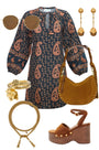 The Lisette Dress in Glen Paisley styled.