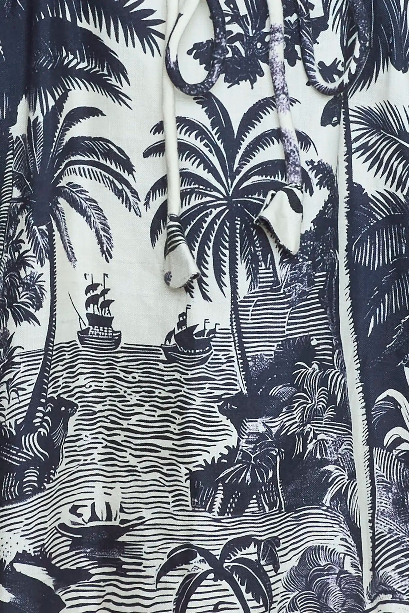 Close up of The Lisette Dress in Bermuda Toile.
