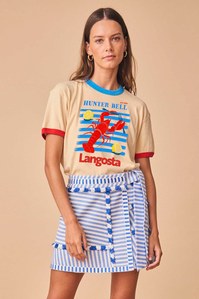 The Lobster tee is a ringer-style crew neck neck with a playful lobster graphic at the front.