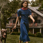 The Loving Dress in Blue Ridge Denim paired with the Birds of a Feather Scarf. 