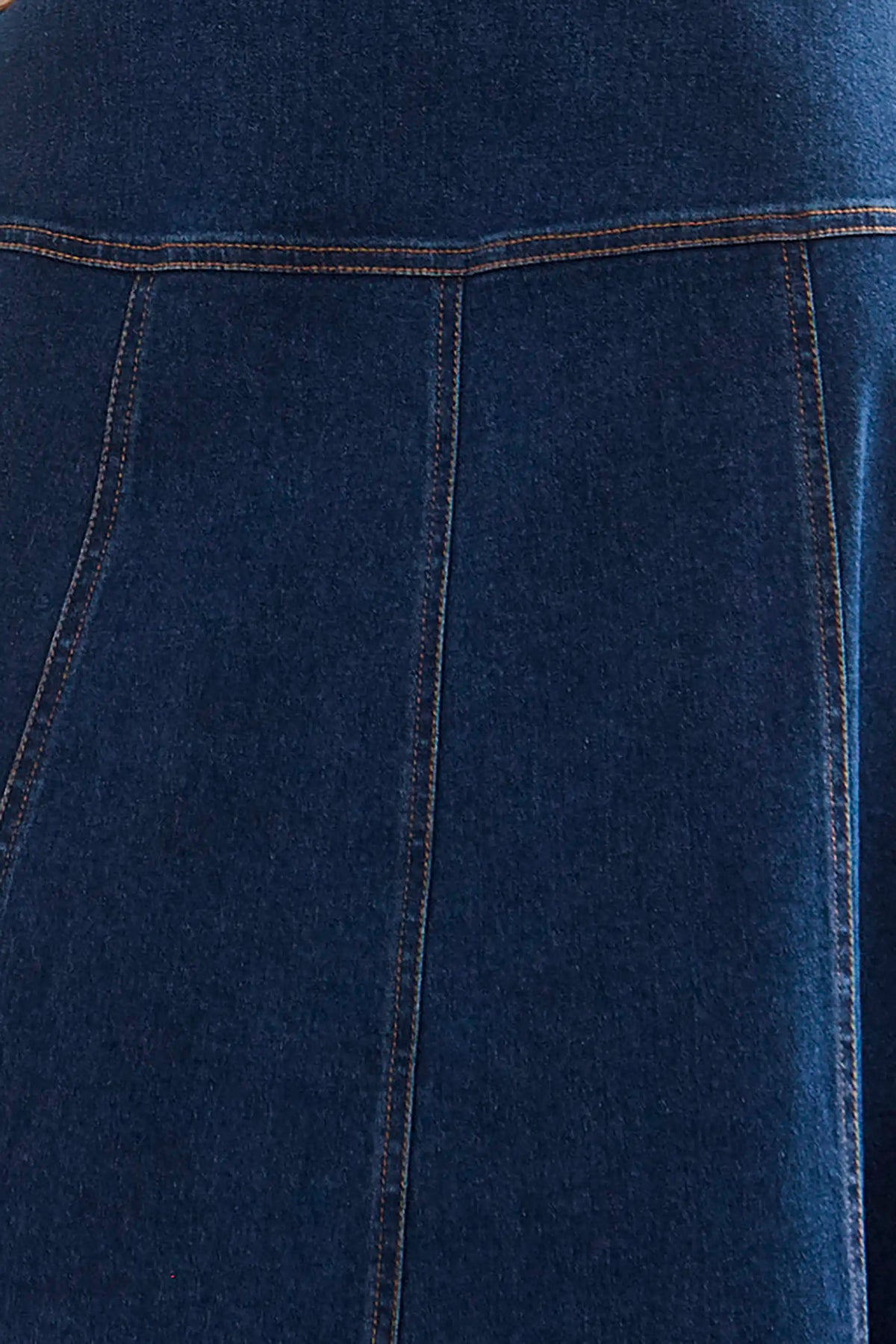 Close up of the Loving Dress in Blue Ridge Denim. 
