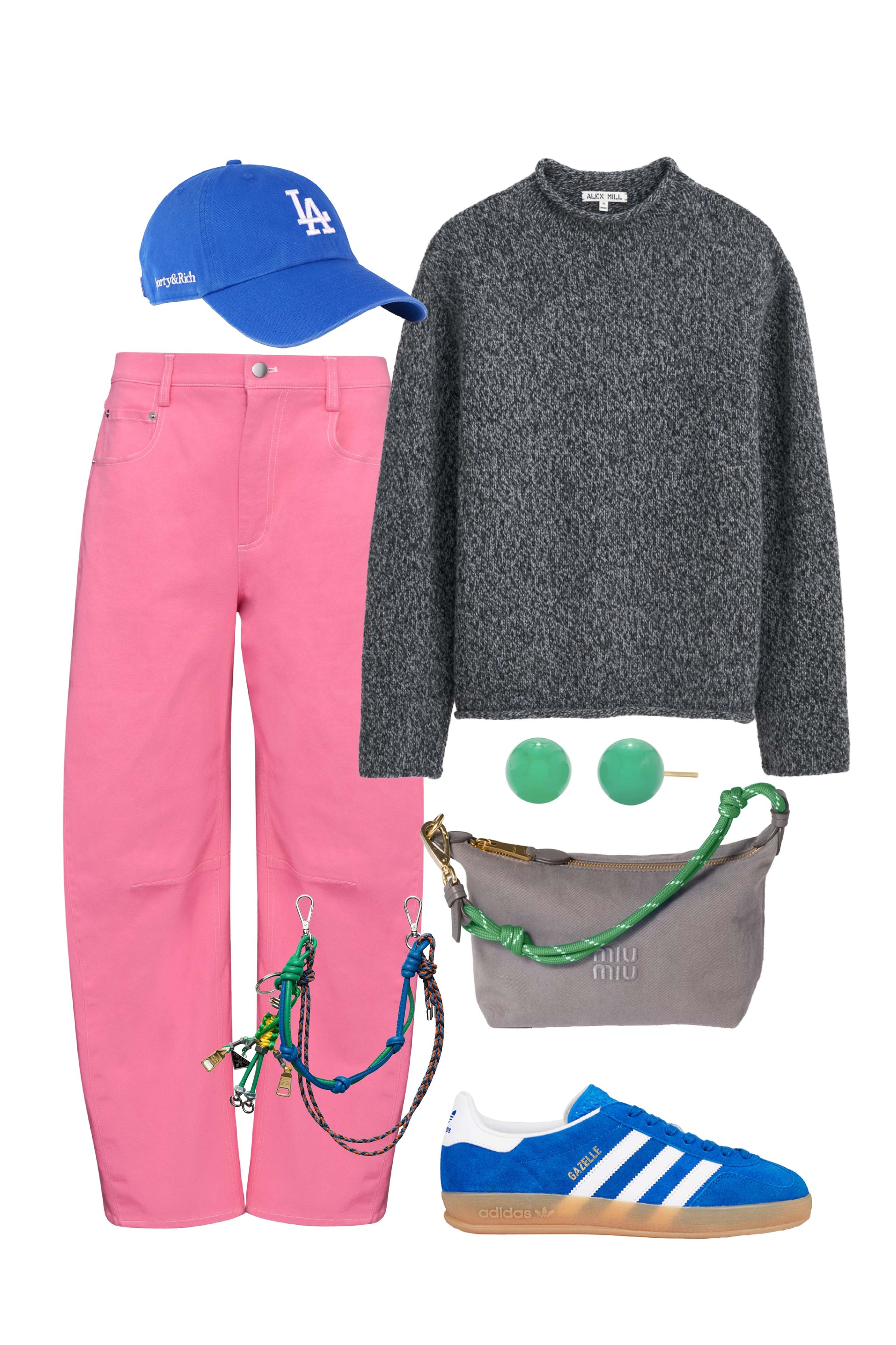 Peony stretch denim barrel leg jeans with five-pocket styling.