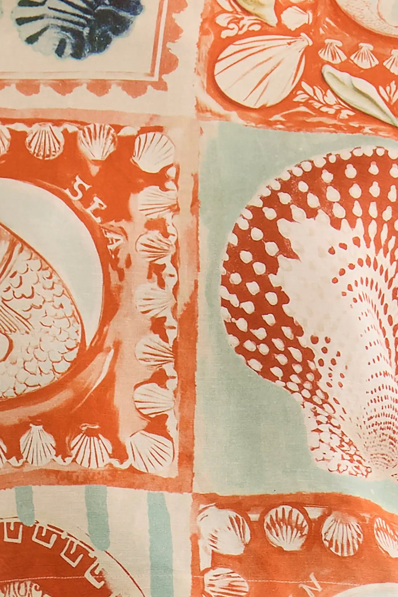 Close up of The Liza Dress in Lost at Sea print. 