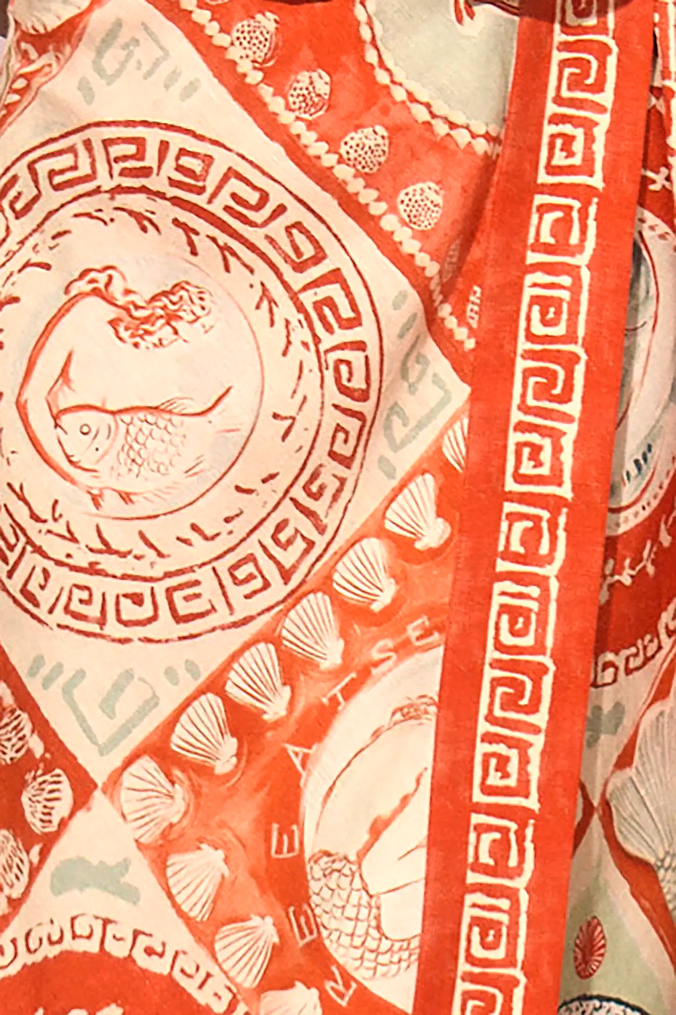 Close up of the Paloma Wrap Skirt in Lost at Sea print. 