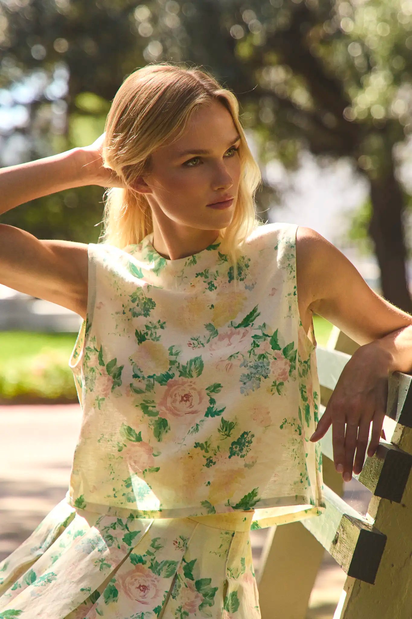 The Manning Top in Garden Rose Peony paired with matching Alexis Skirt.