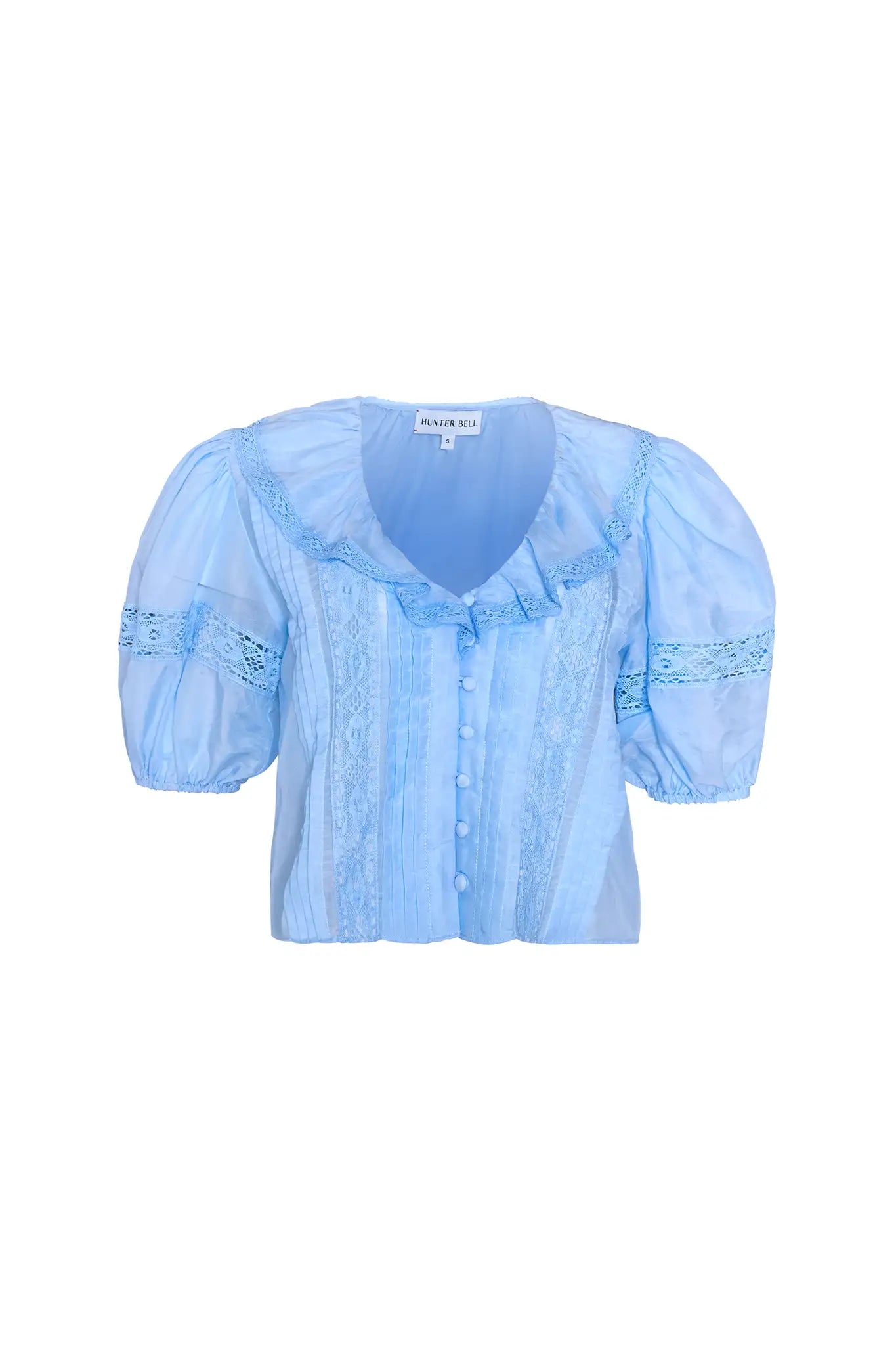 Close up of the Mare Top in Sky Blue.