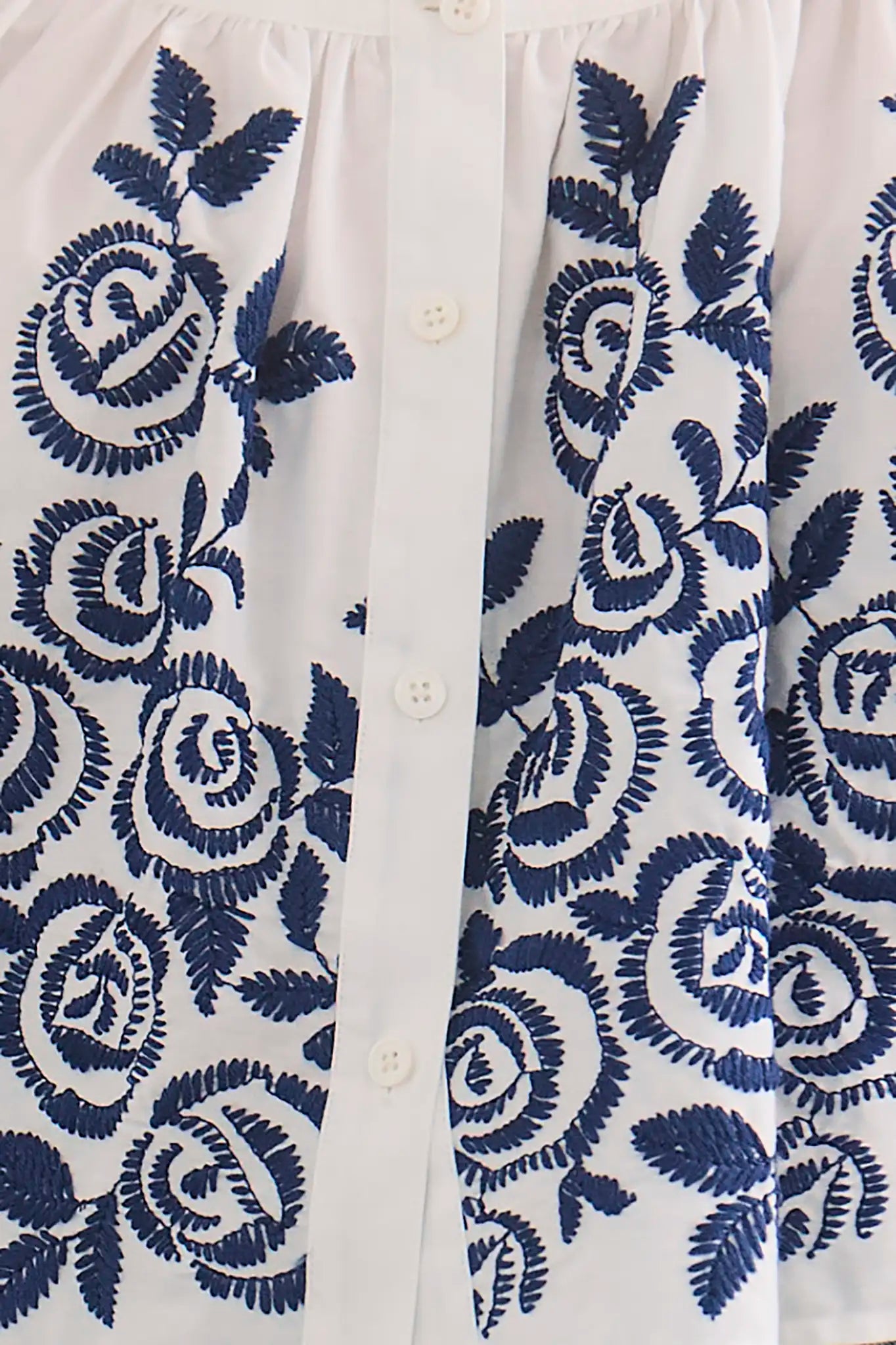Close up of the Marie Top in White Rose Fence.