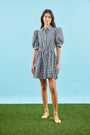 The McCauley Dress in Black and White Gingham on model