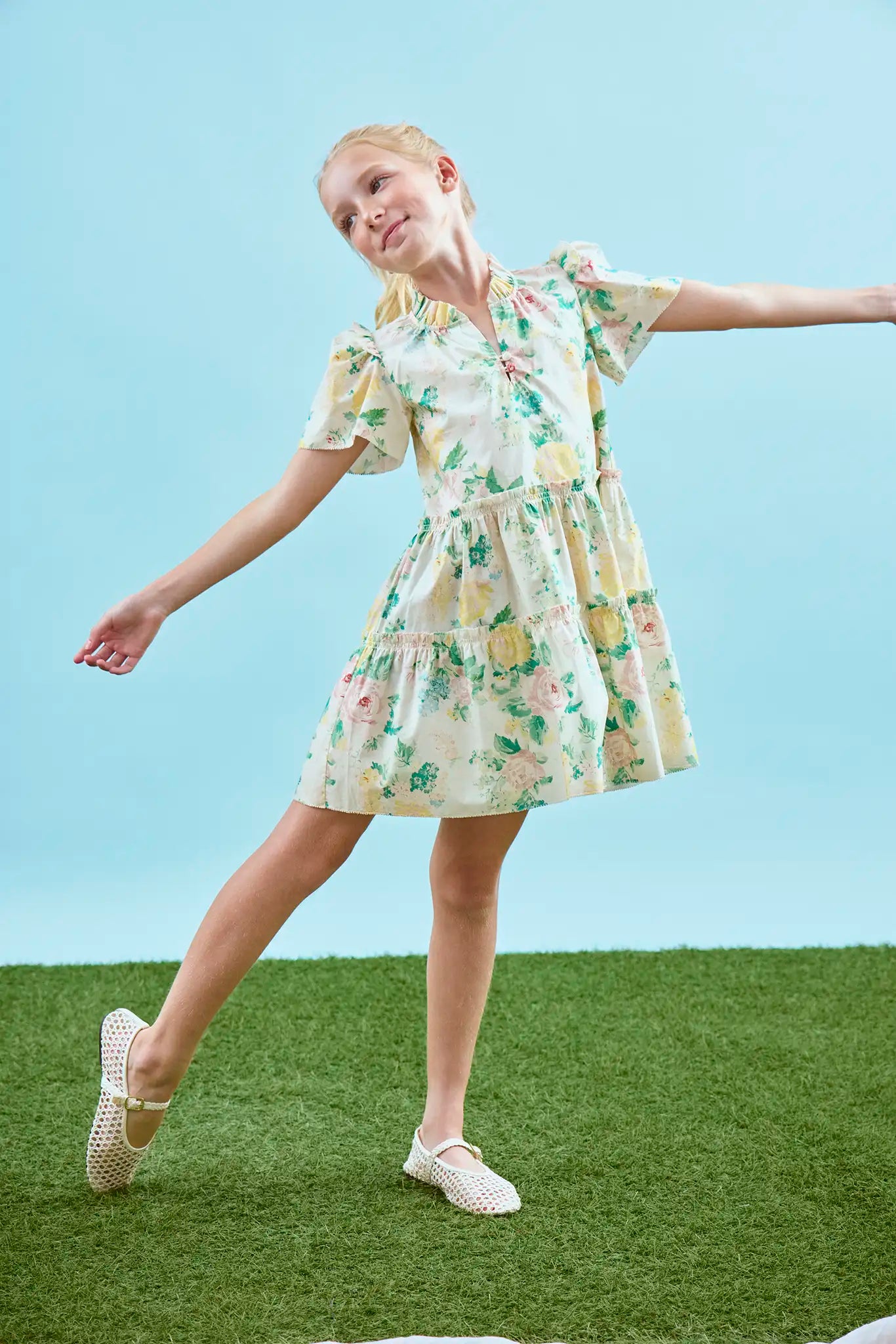 Kids Merritt Dress, in Garden Rose Peony.