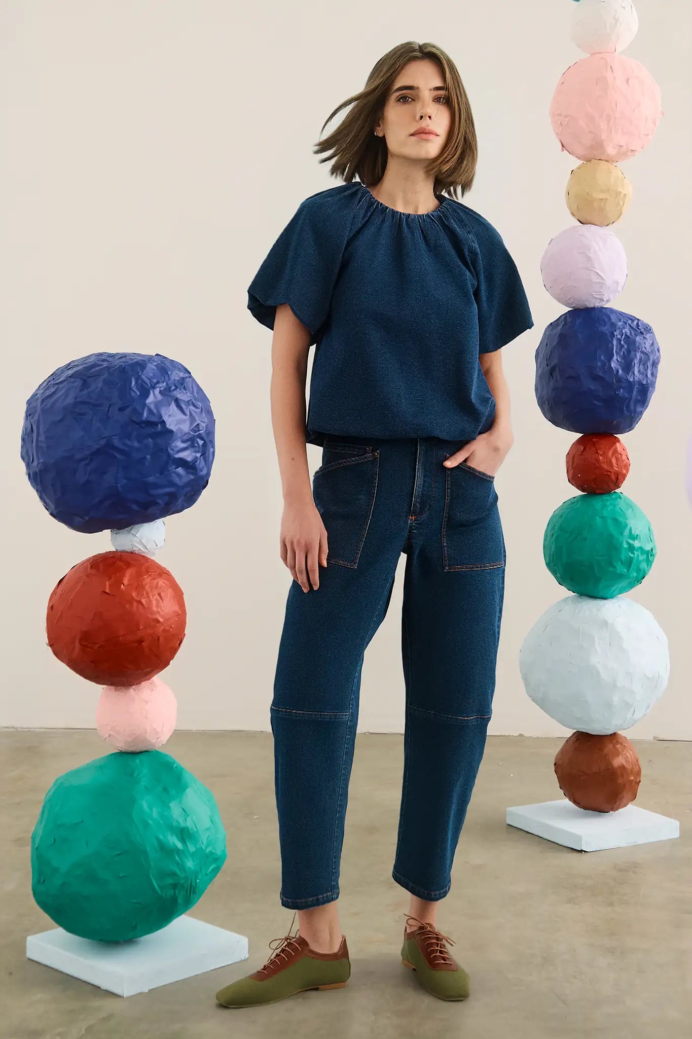 The Mallory Jeans in Blue Ridge Denim paired with the matching Mika Top.