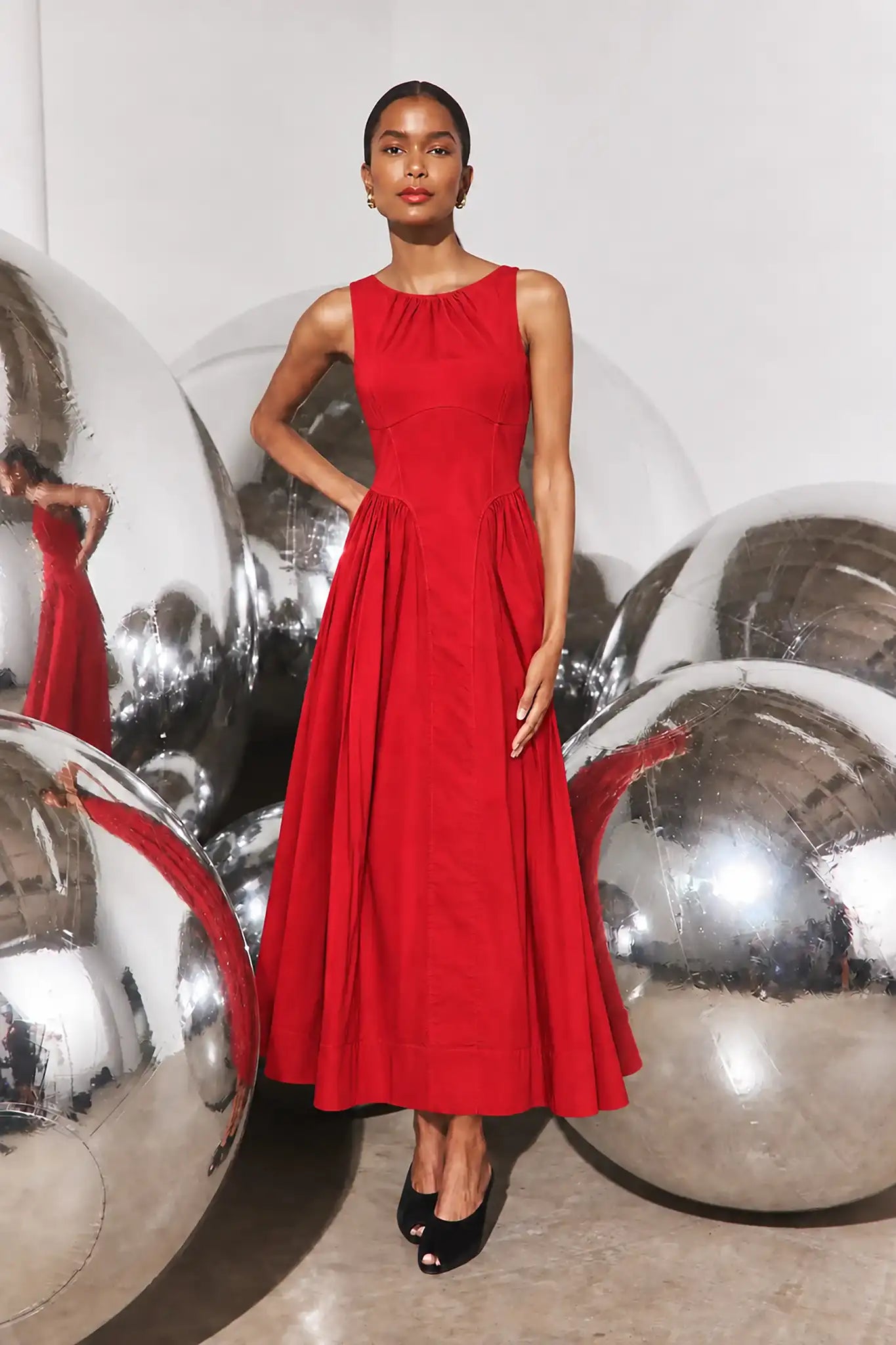 The Nantucket Dress in Crimson Red. 