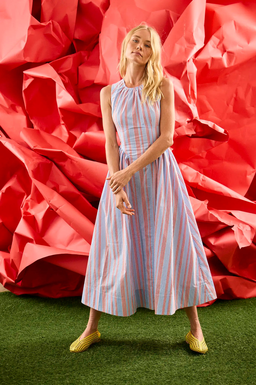 red striped dress Nantucket Dress | Striped Fitted Midi Dress